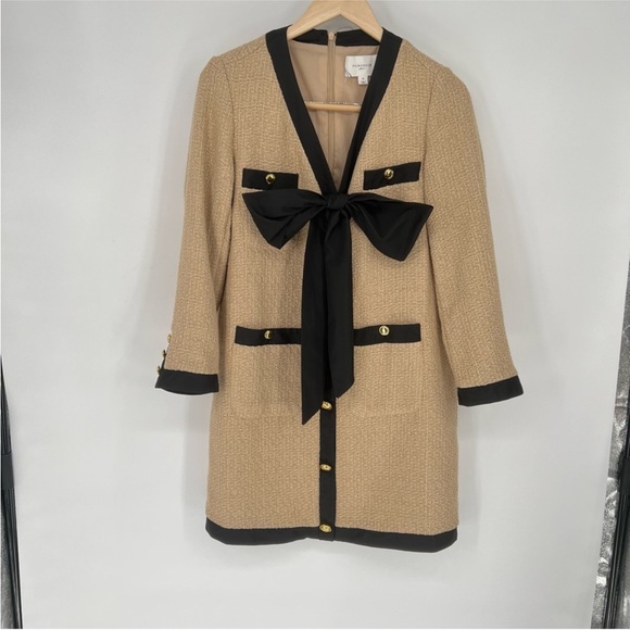 Tan Coco Tweed Bow Dress POMANDER PLACE medium - Picture 6 of 16